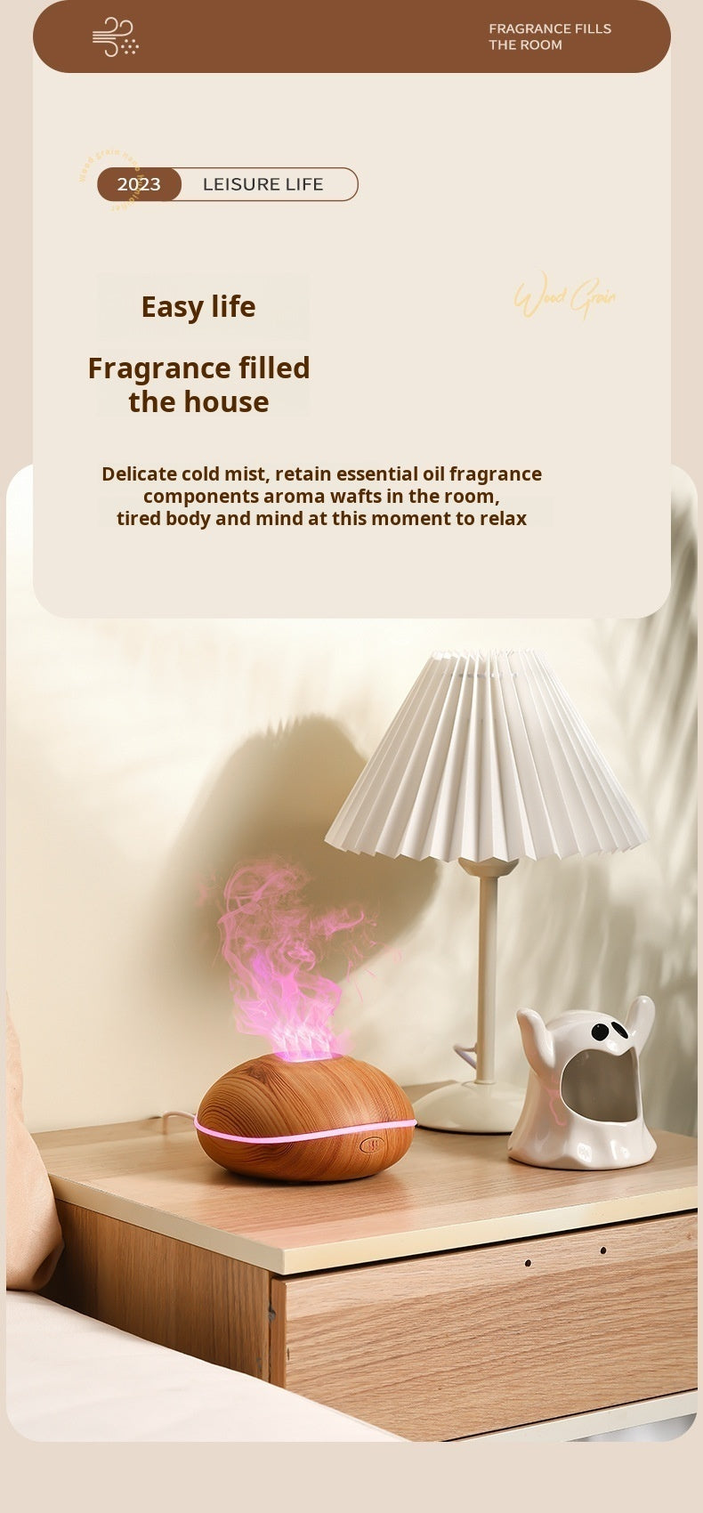 Flame-Effect Aroma Diffuser - Wood Grain