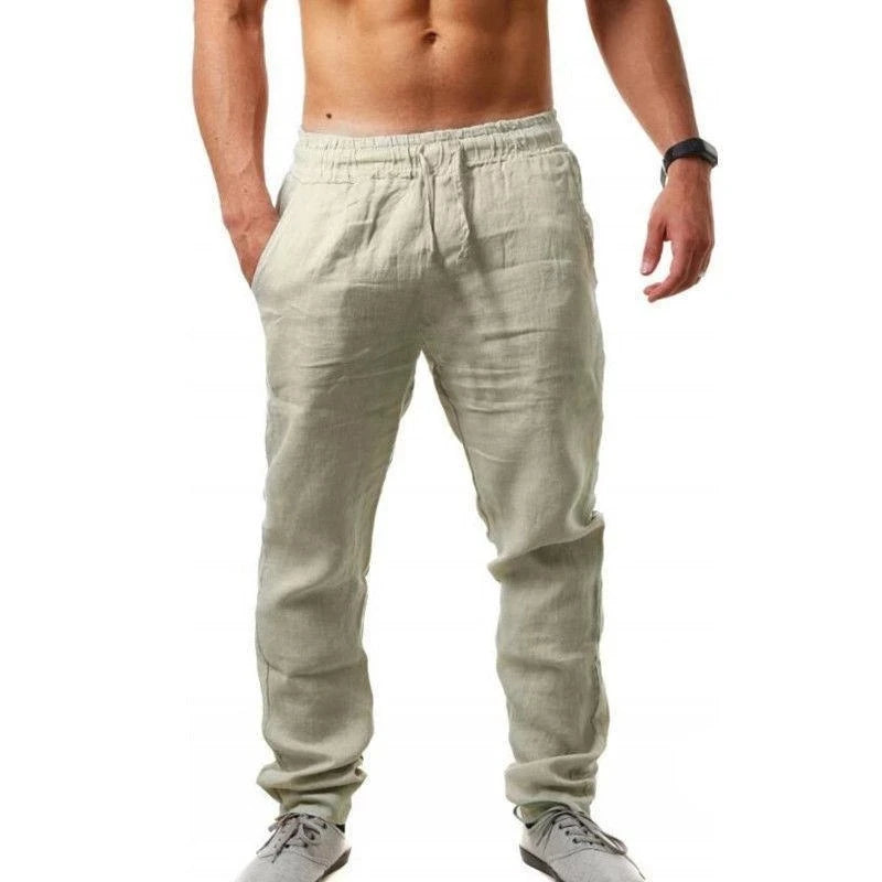 Linen-Blend Wide-Leg Pants
