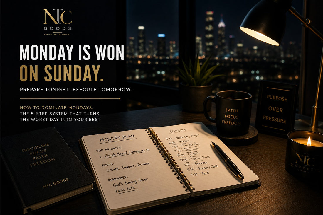 Monday Is Won On Sunday — prepare tonight, execute tomorrow. NTC Goods Monday planning ritual.