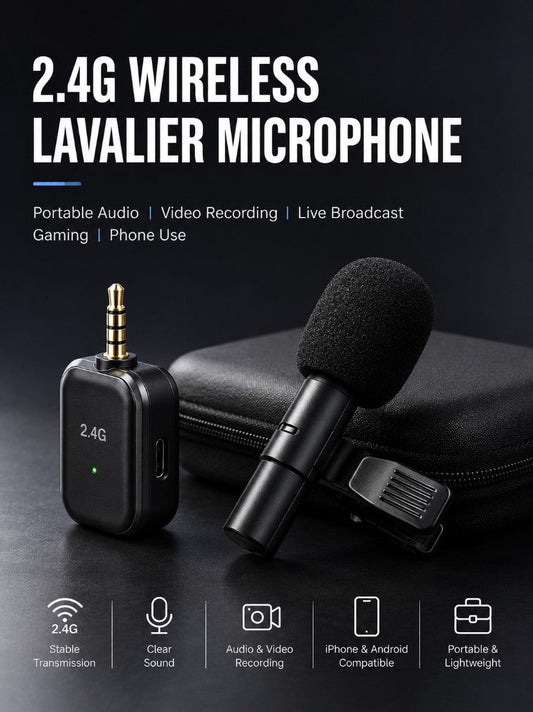 2.4G wireless lavalier microphone for phones and cameras