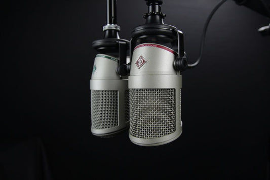 Professional microphones in a recording studio