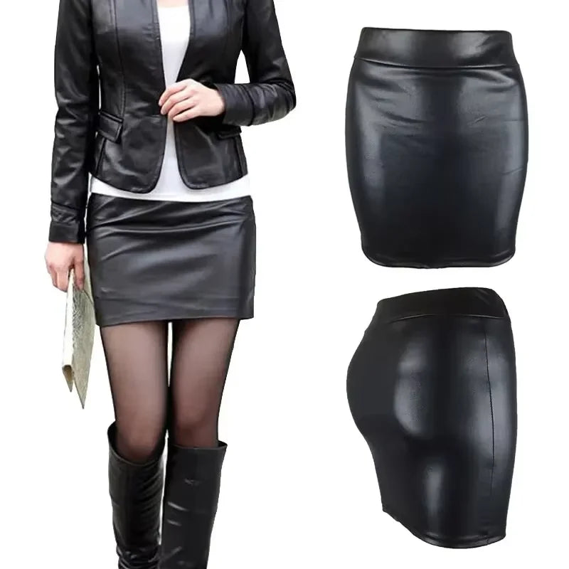PU Leather High-Waist Mini Skirt
