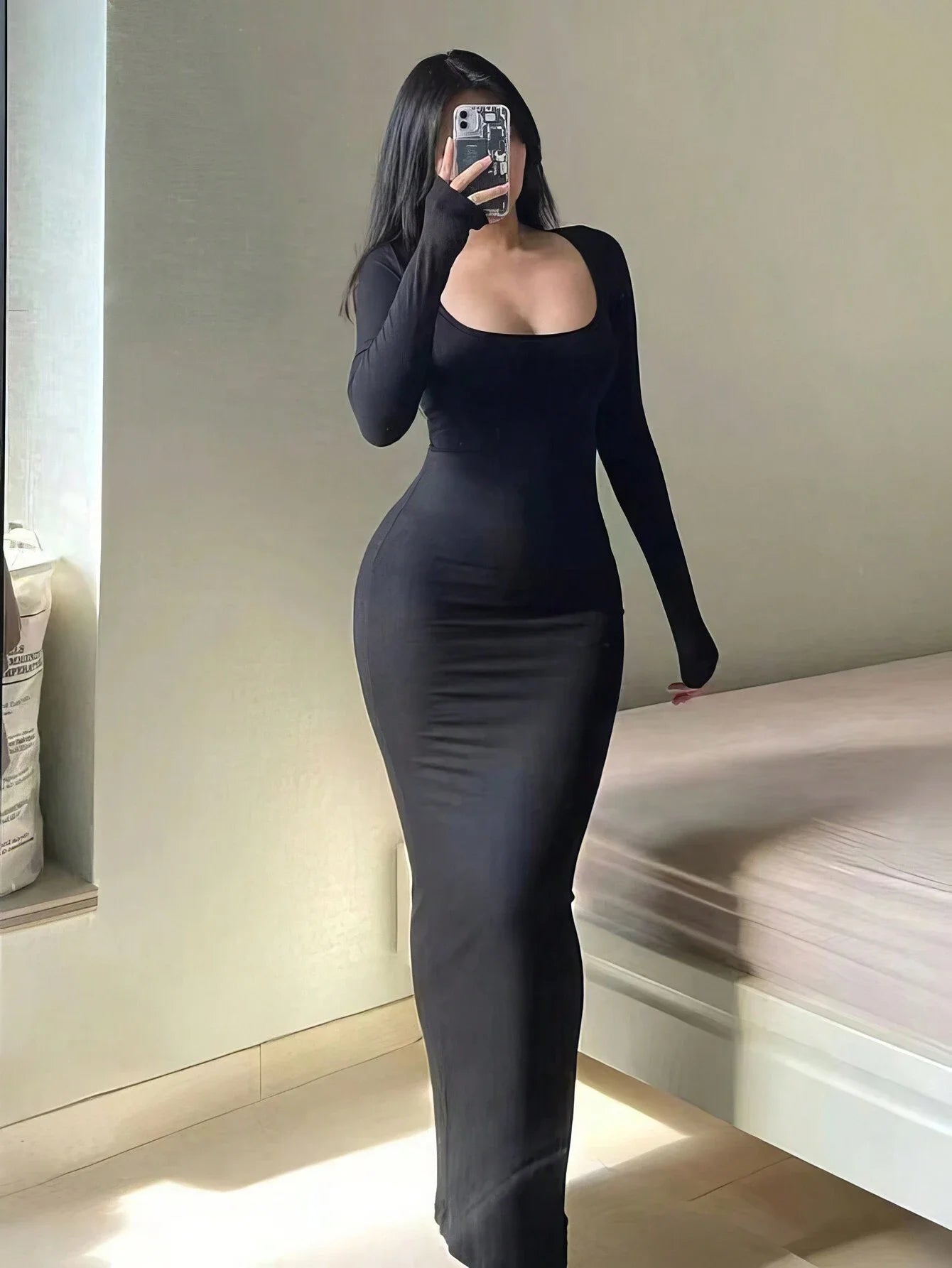 Long-Sleeve Bodycon Dress