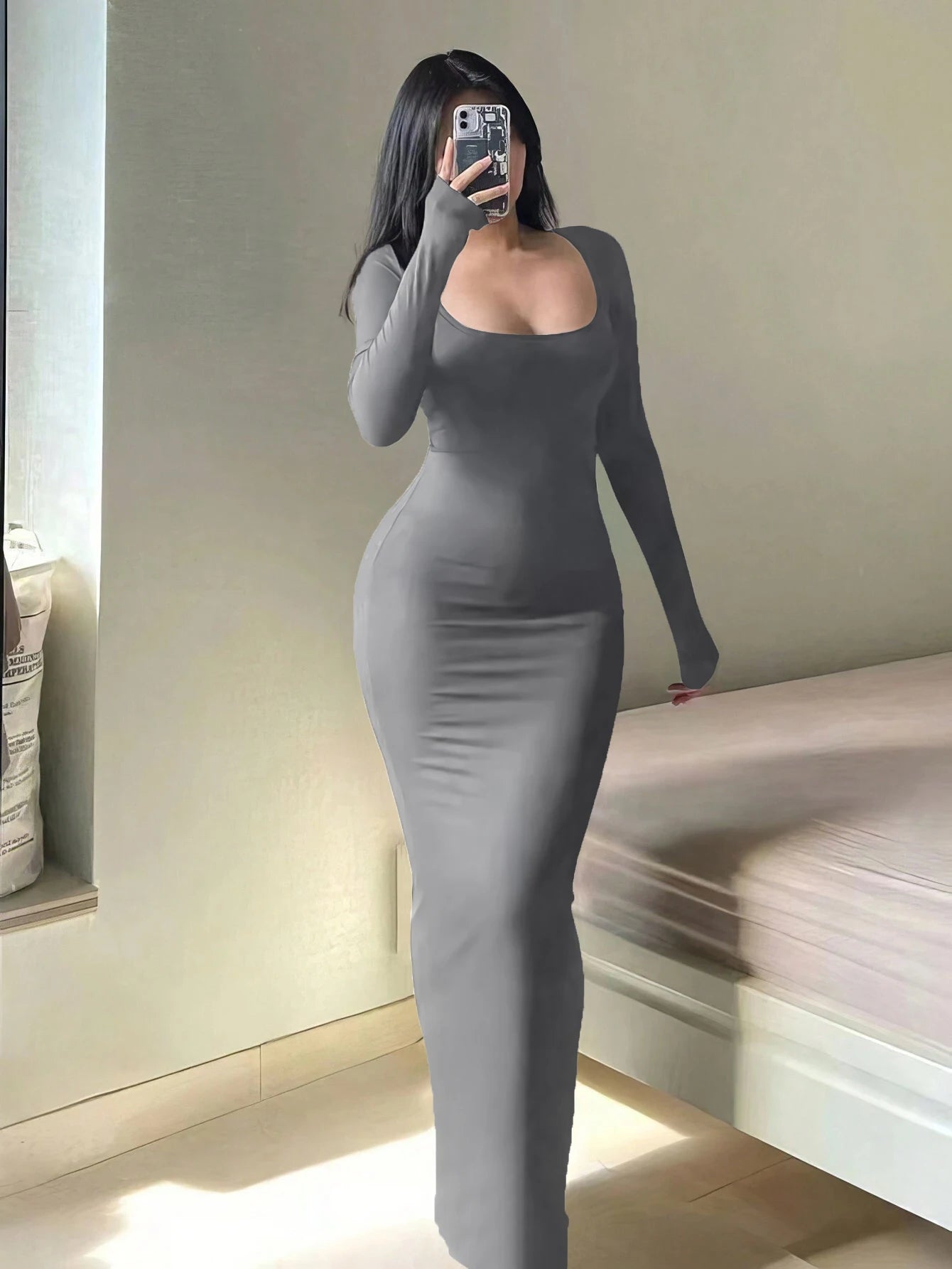 Long-Sleeve Bodycon Dress