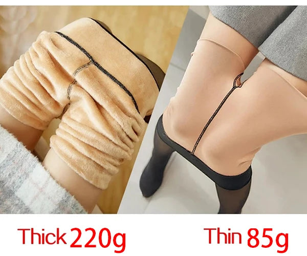Fleece-Lined Sheer Pantyhose