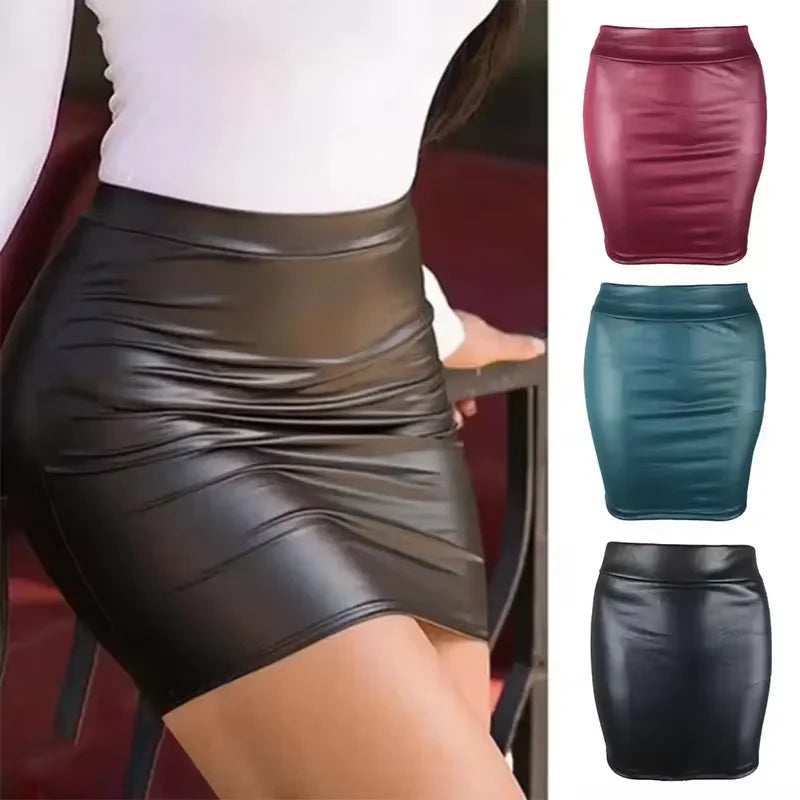 PU Leather High-Waist Mini Skirt