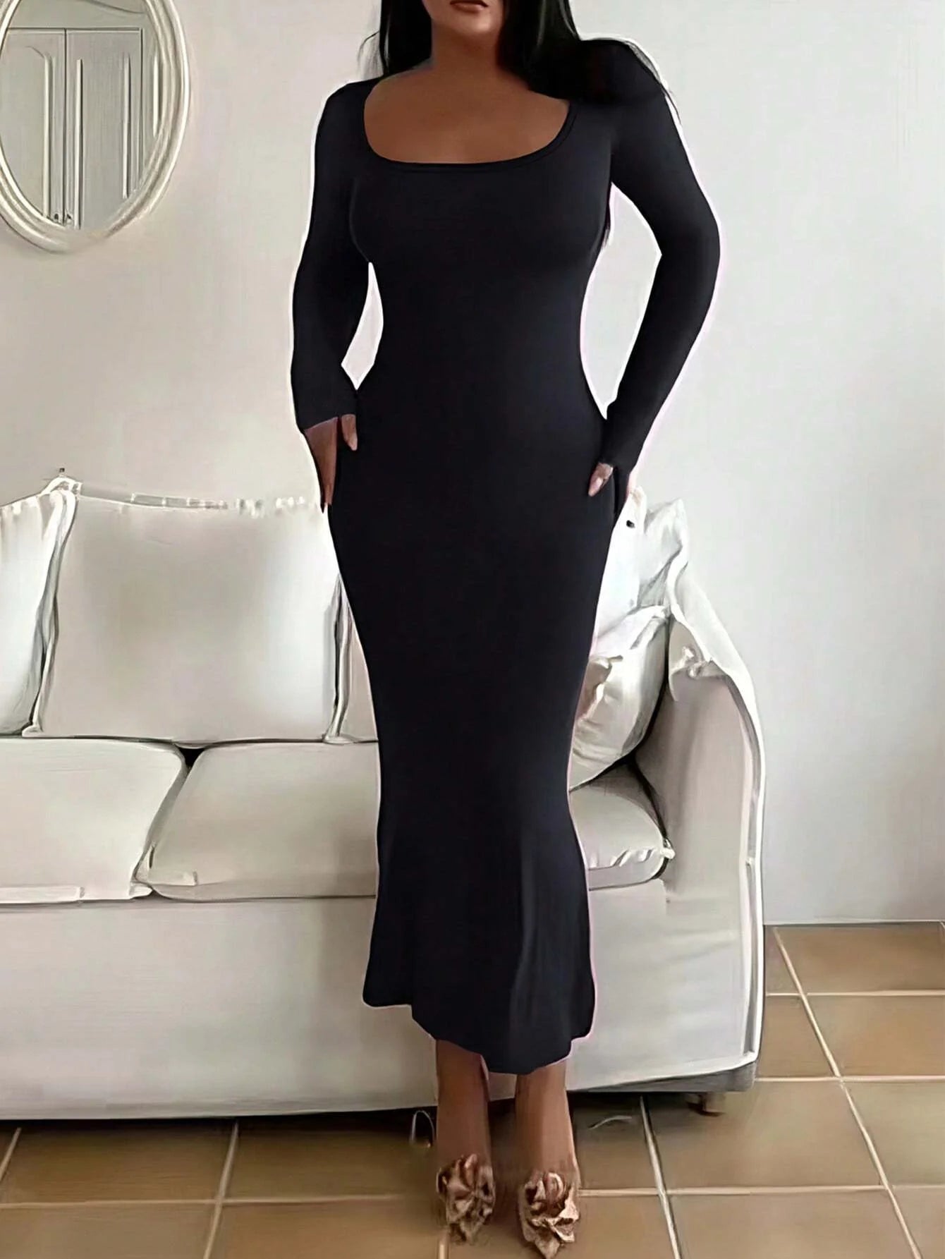 Long-Sleeve Bodycon Dress