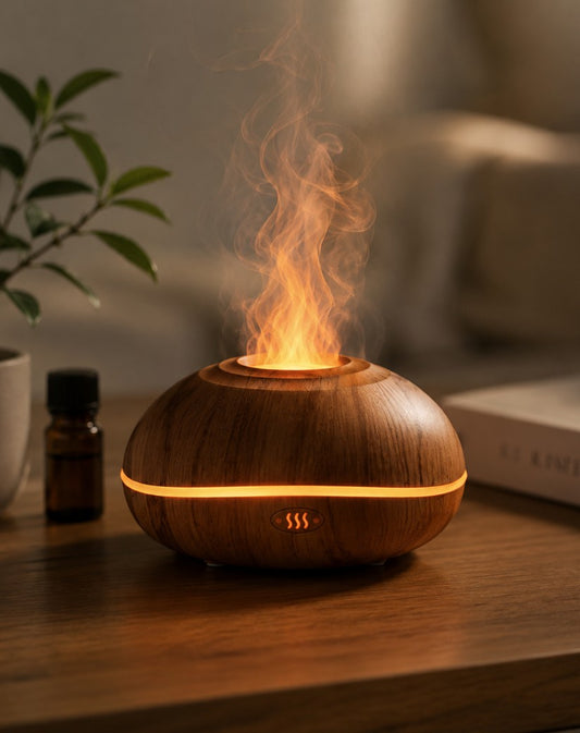 Flame-Effect Aroma Diffuser - Wood Grain