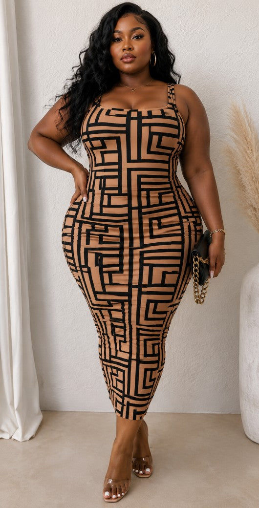 Geo Print Tank Bodycon Dress