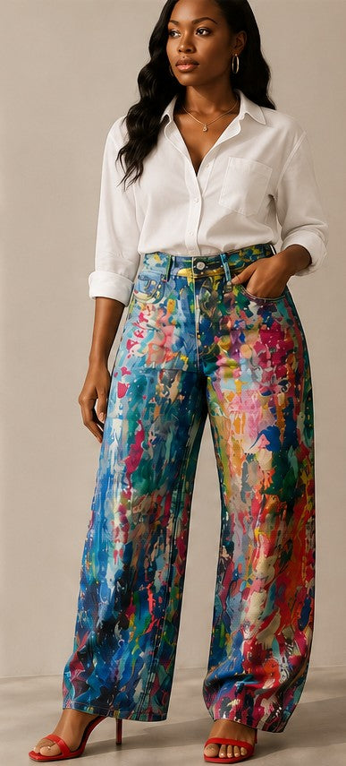 Painted Wide Leg Pants