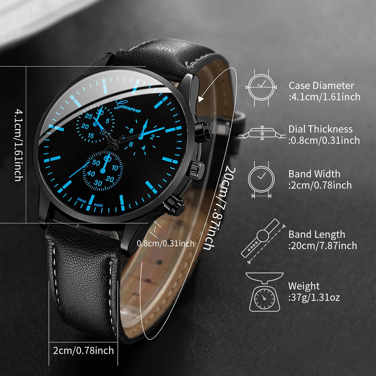 Men's Watch + Necklace + Bracelet Set