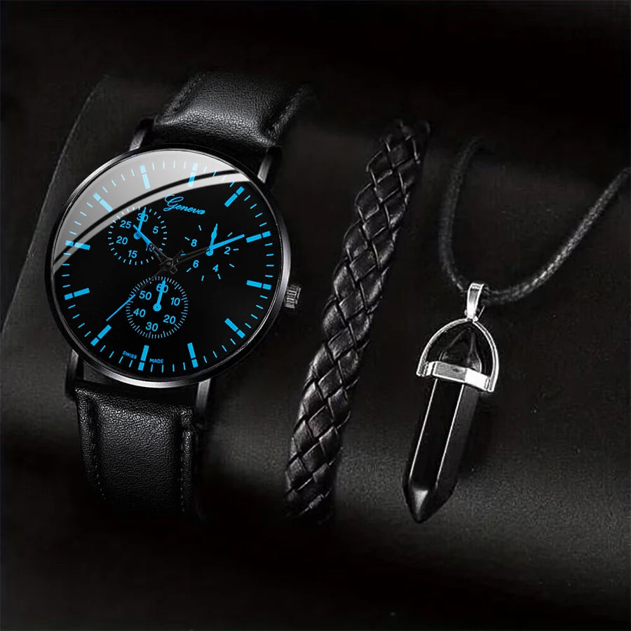Men's Watch + Necklace + Bracelet Set