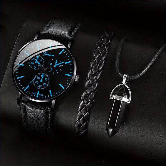 Men's Watch + Necklace + Bracelet Set