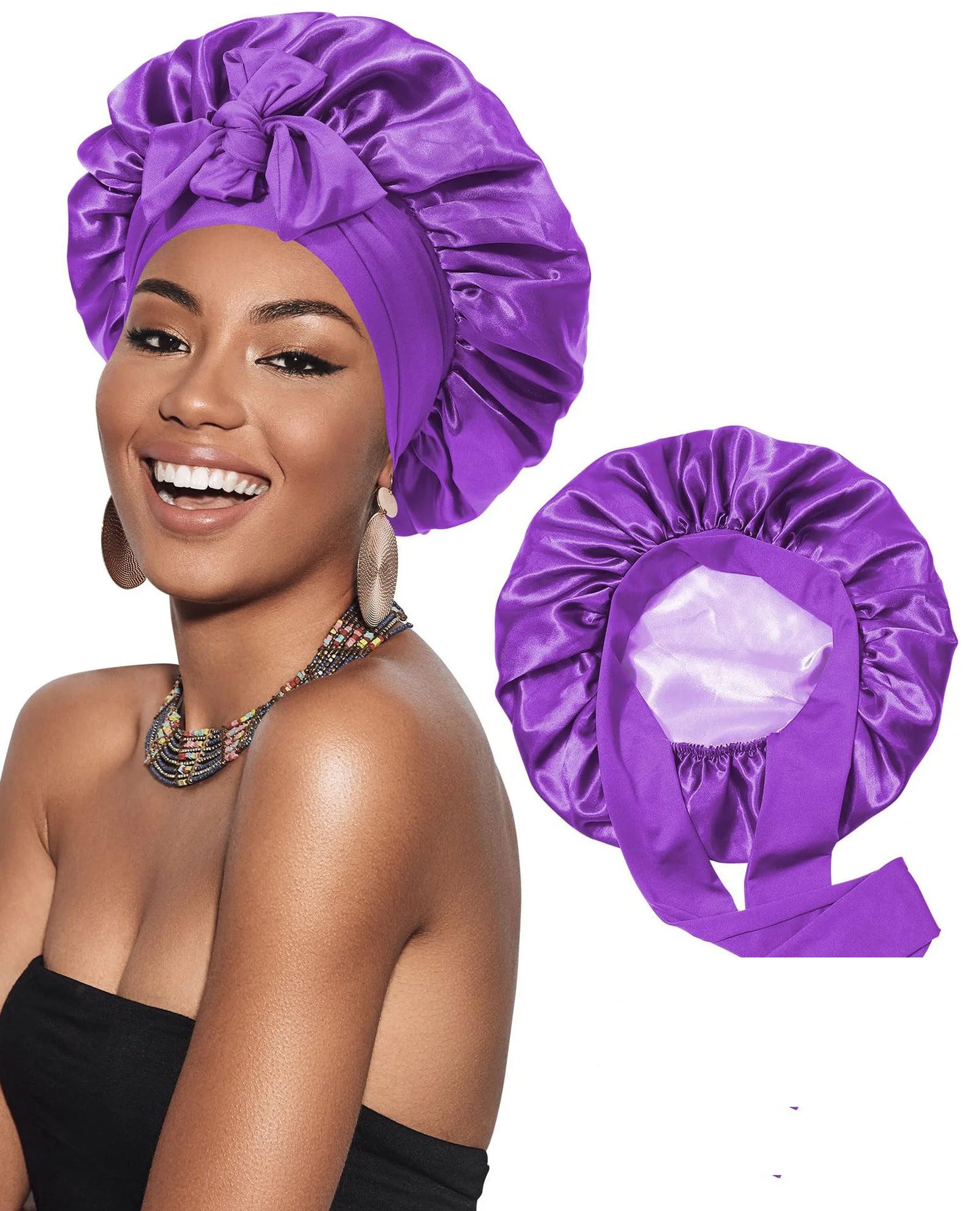 Double-Layer Satin Sleep Bonnet