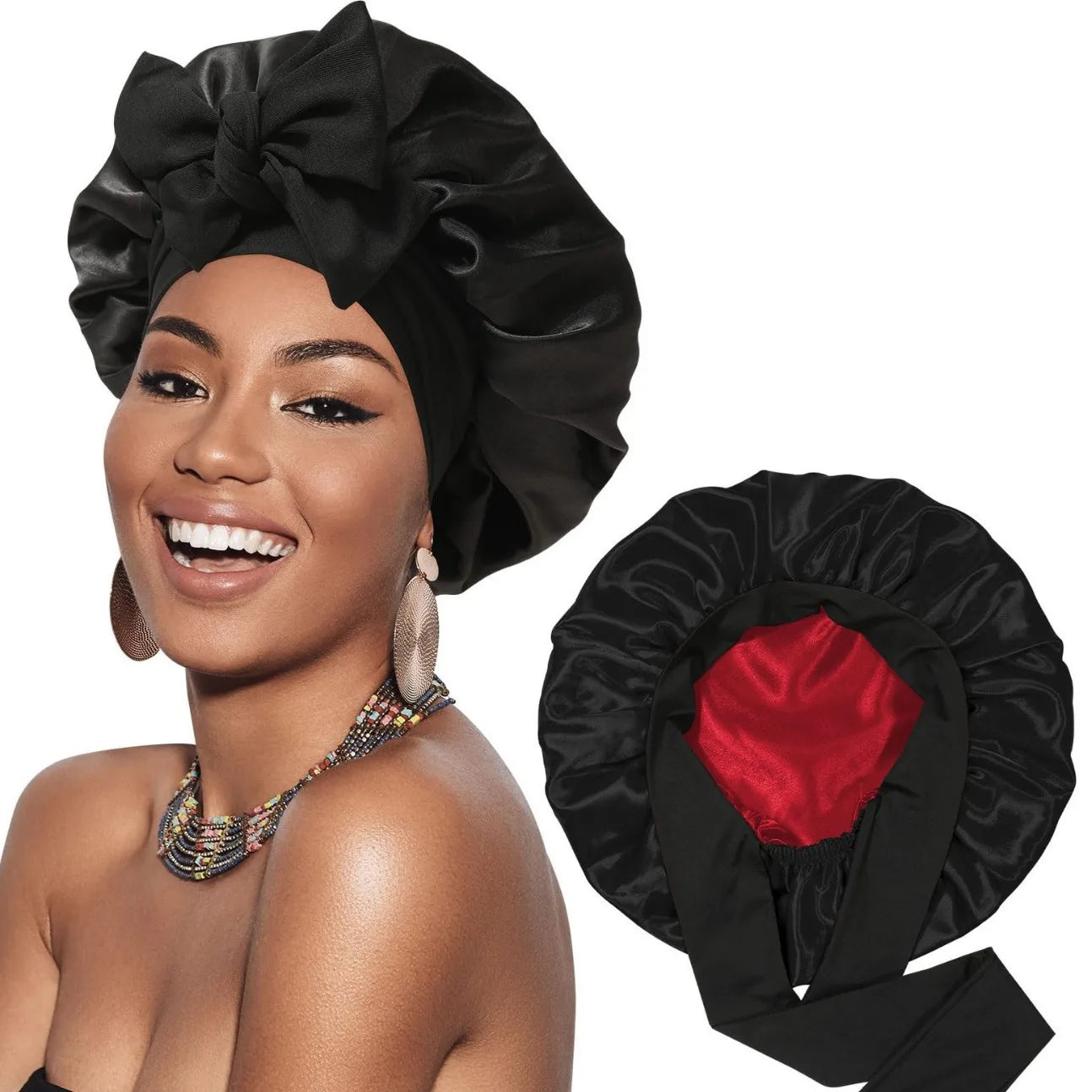 Double-Layer Satin Sleep Bonnet