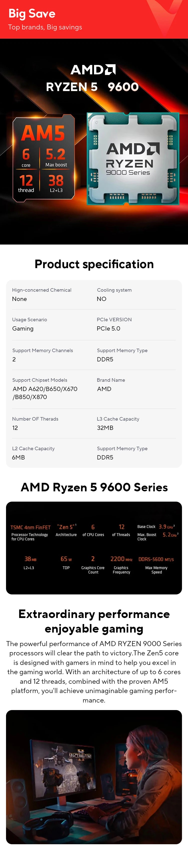 AMD Ryzen 5 9600 Processor