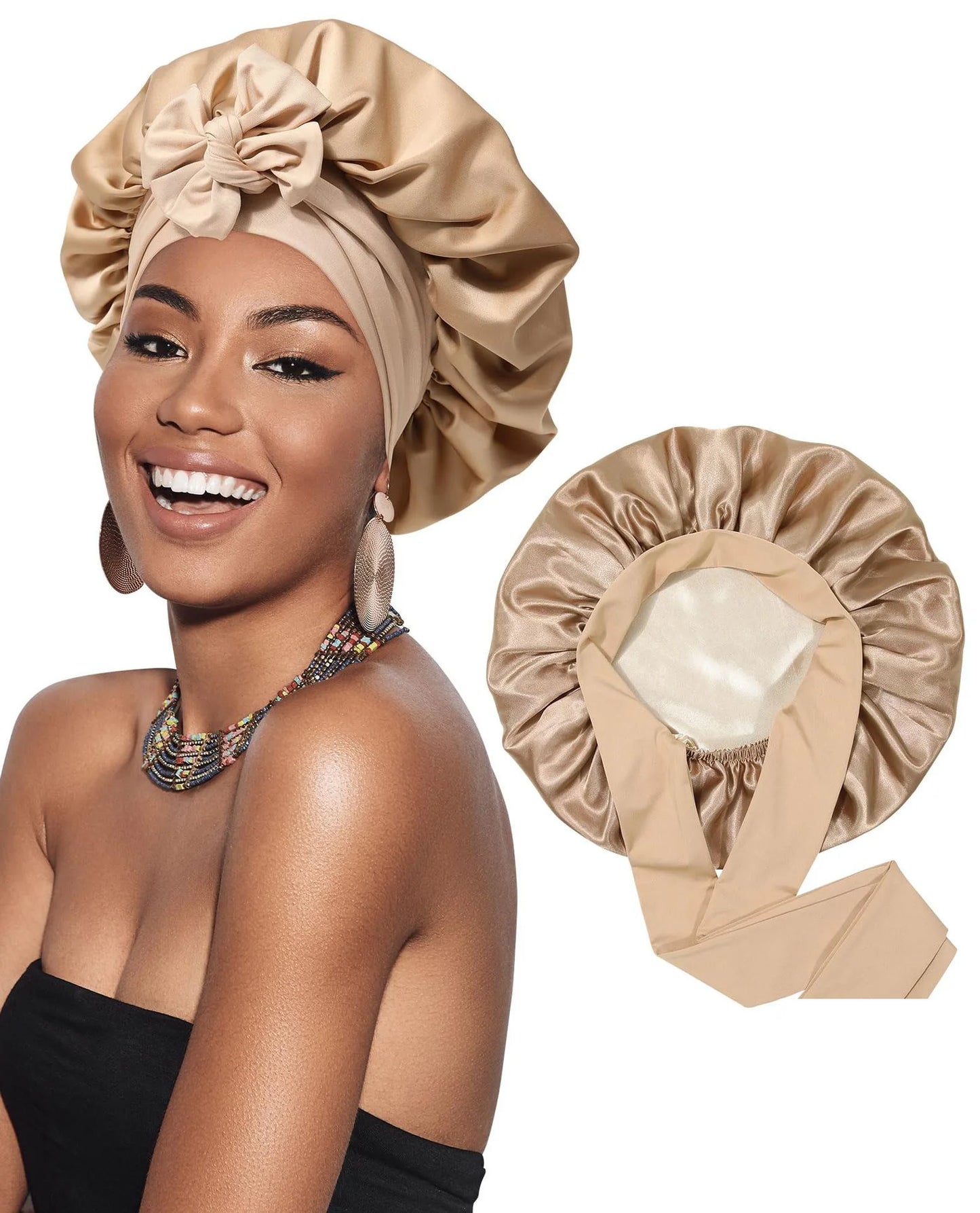 Double-Layer Satin Sleep Bonnet