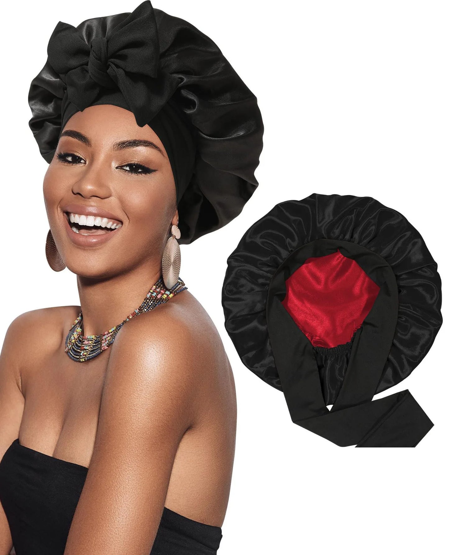 Double-Layer Satin Sleep Bonnet