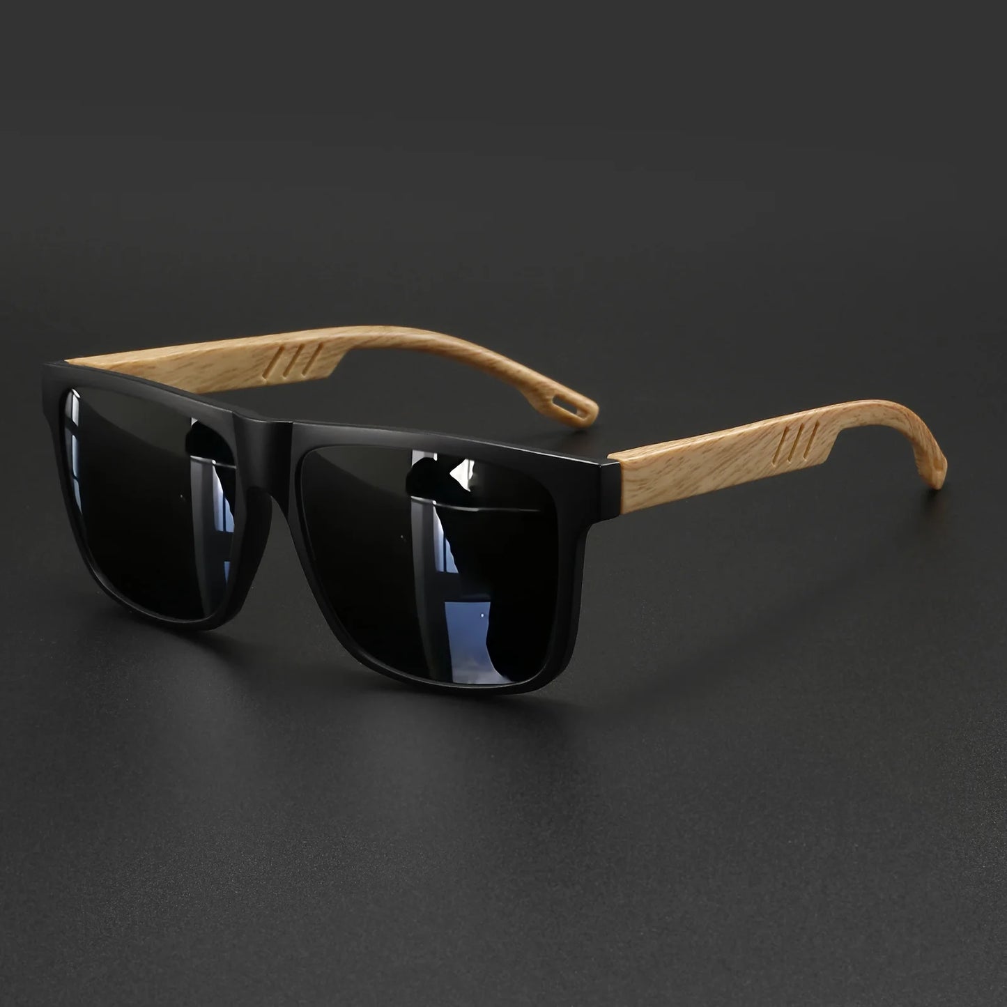 Square Sunglasses - Wood Grain Hinge