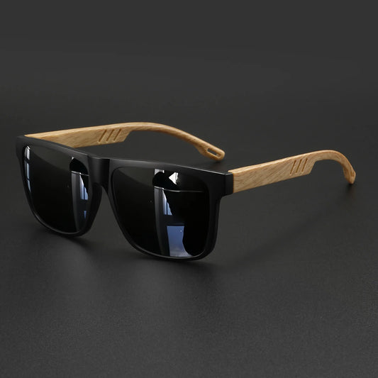 Square Sunglasses - Wood Grain Hinge