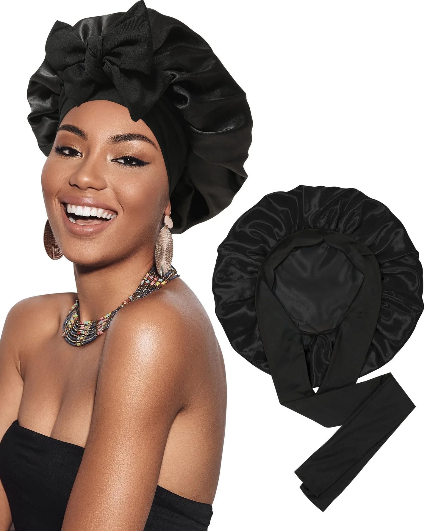 Double-Layer Satin Sleep Bonnet