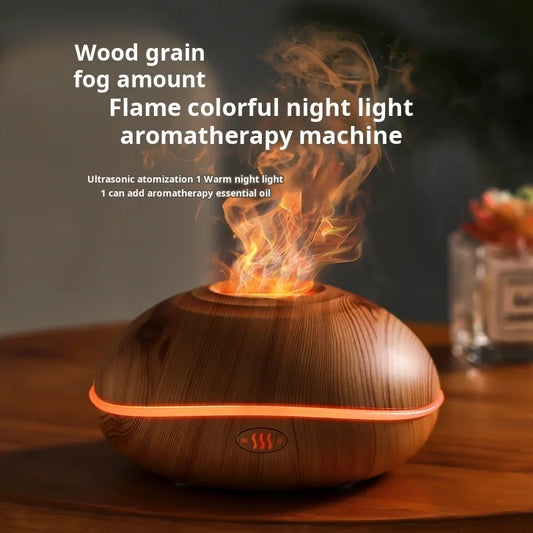Flame-Effect Aroma Diffuser - Wood Grain