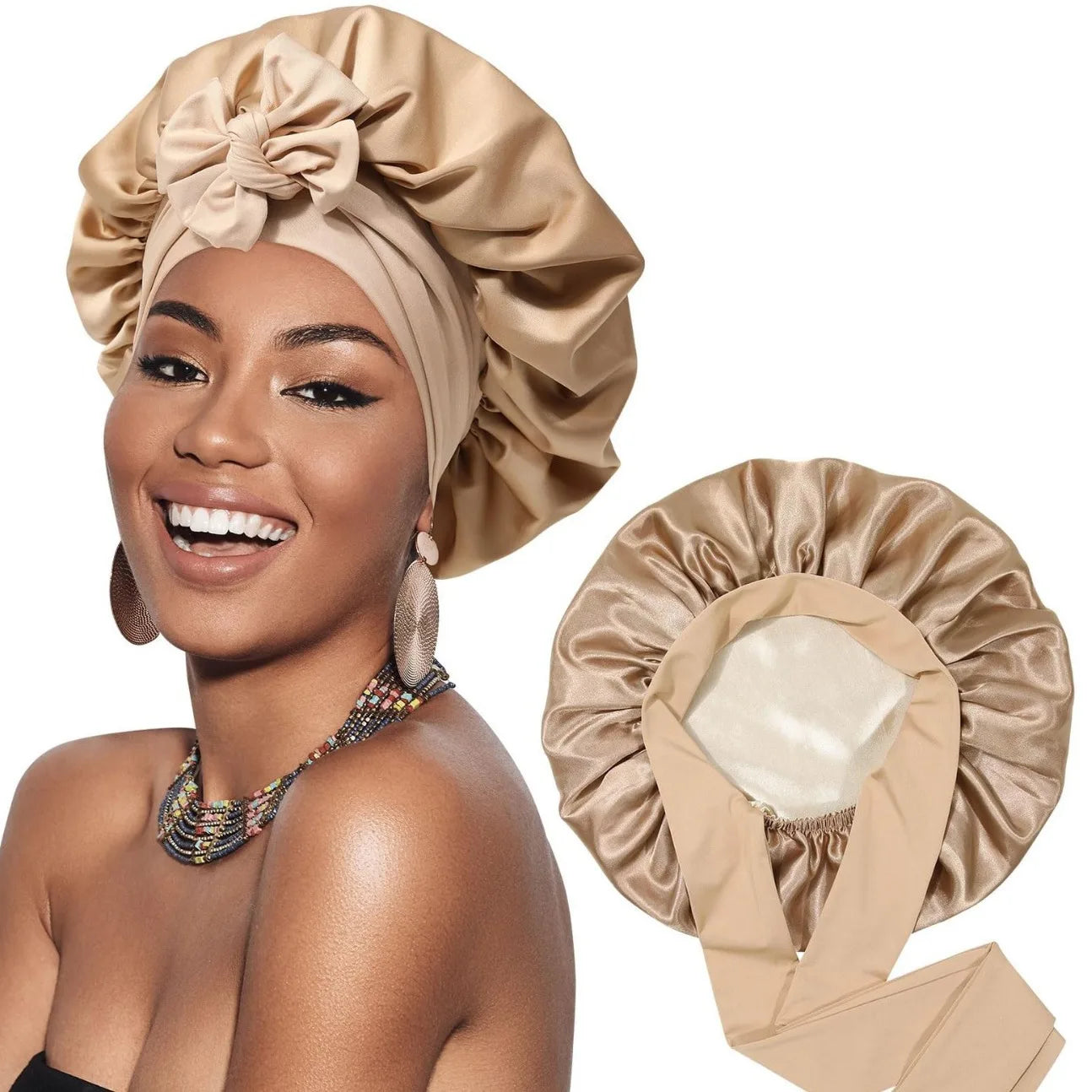 Double-Layer Satin Sleep Bonnet