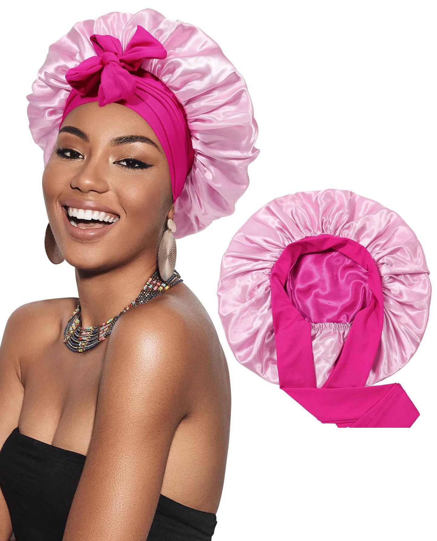 Double-Layer Satin Sleep Bonnet