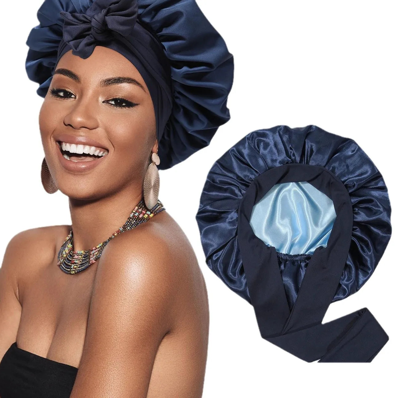 Double-Layer Satin Sleep Bonnet