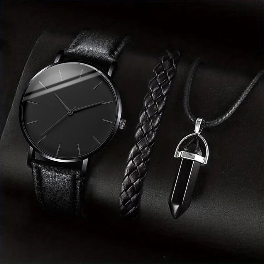 Men's Watch + Necklace + Bracelet Set